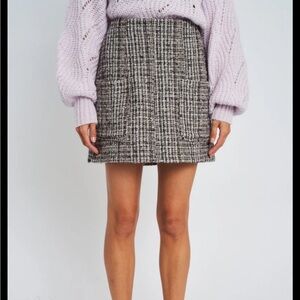 Native Youth Black and White Textured Mini Skirt
